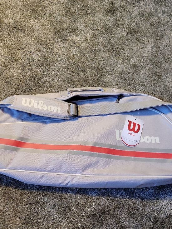 Wilson Other - Wilson Light Gray Duffel Bag with Red Stripe